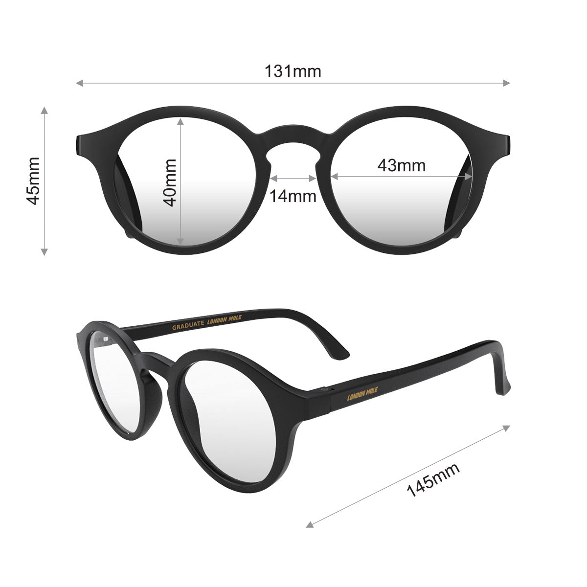 London Mole Graduate Matte Black Blue Blockers