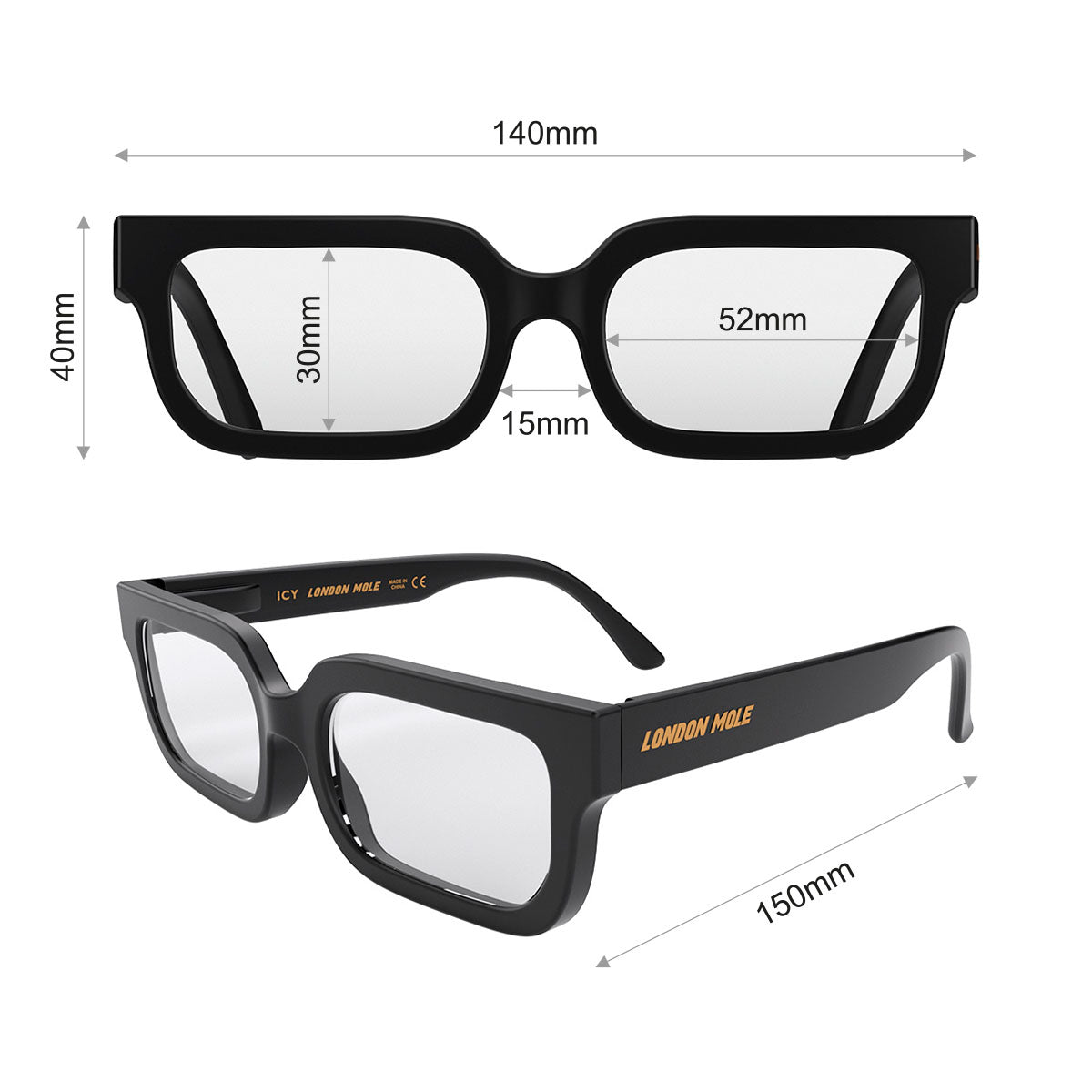 London Mole Icy Matte Black Blue Blockers