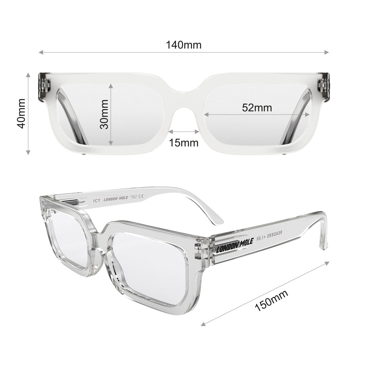 London Mole Icy Transparent Blue Blockers