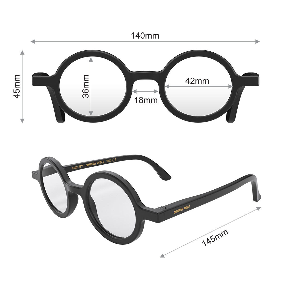 London Mole Moley Matte Black Blue Blockers