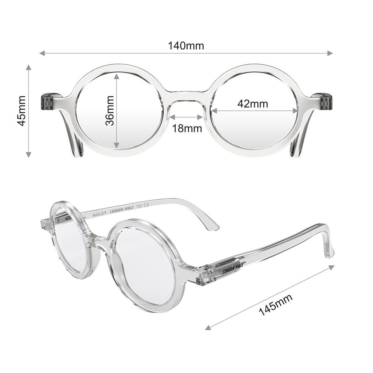 London Mole Moley Transparent Blue Blockers