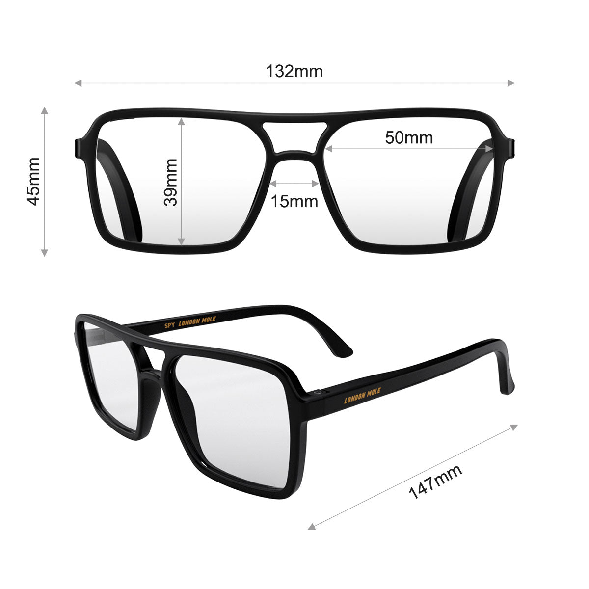 London Mole Spy Matte Black Blue Blockers